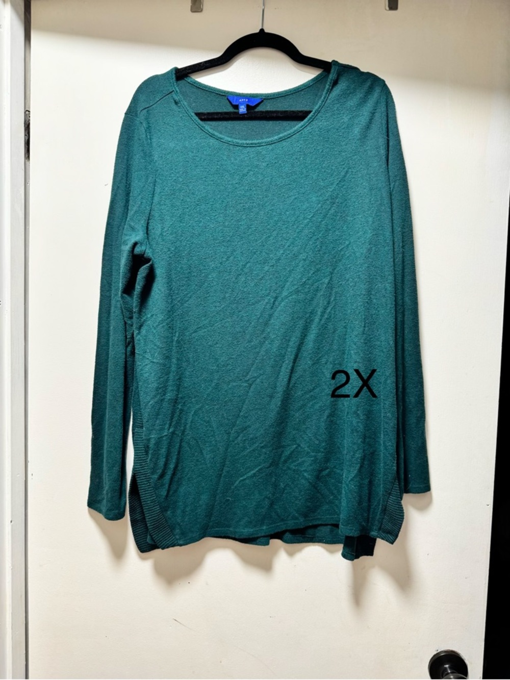 Apt9 Teal Green Long Sleeve Tunic Sweater